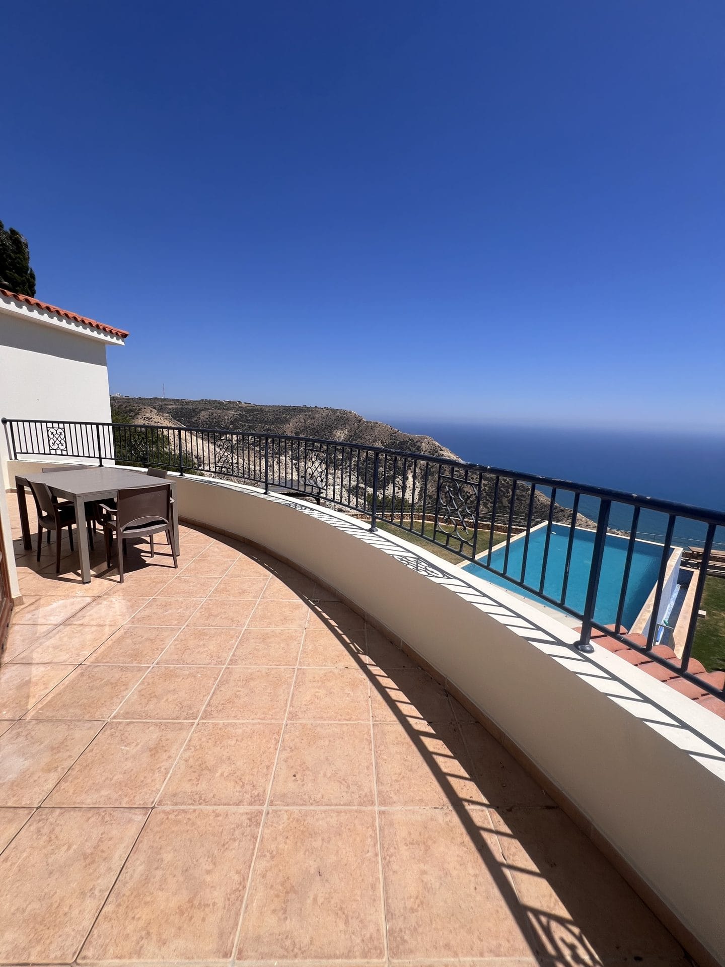 Villa Dior - 7 bedroom villa in Pissouri Bay, Limassol, Cyprus - private terrace with outdoor dining table and sea view