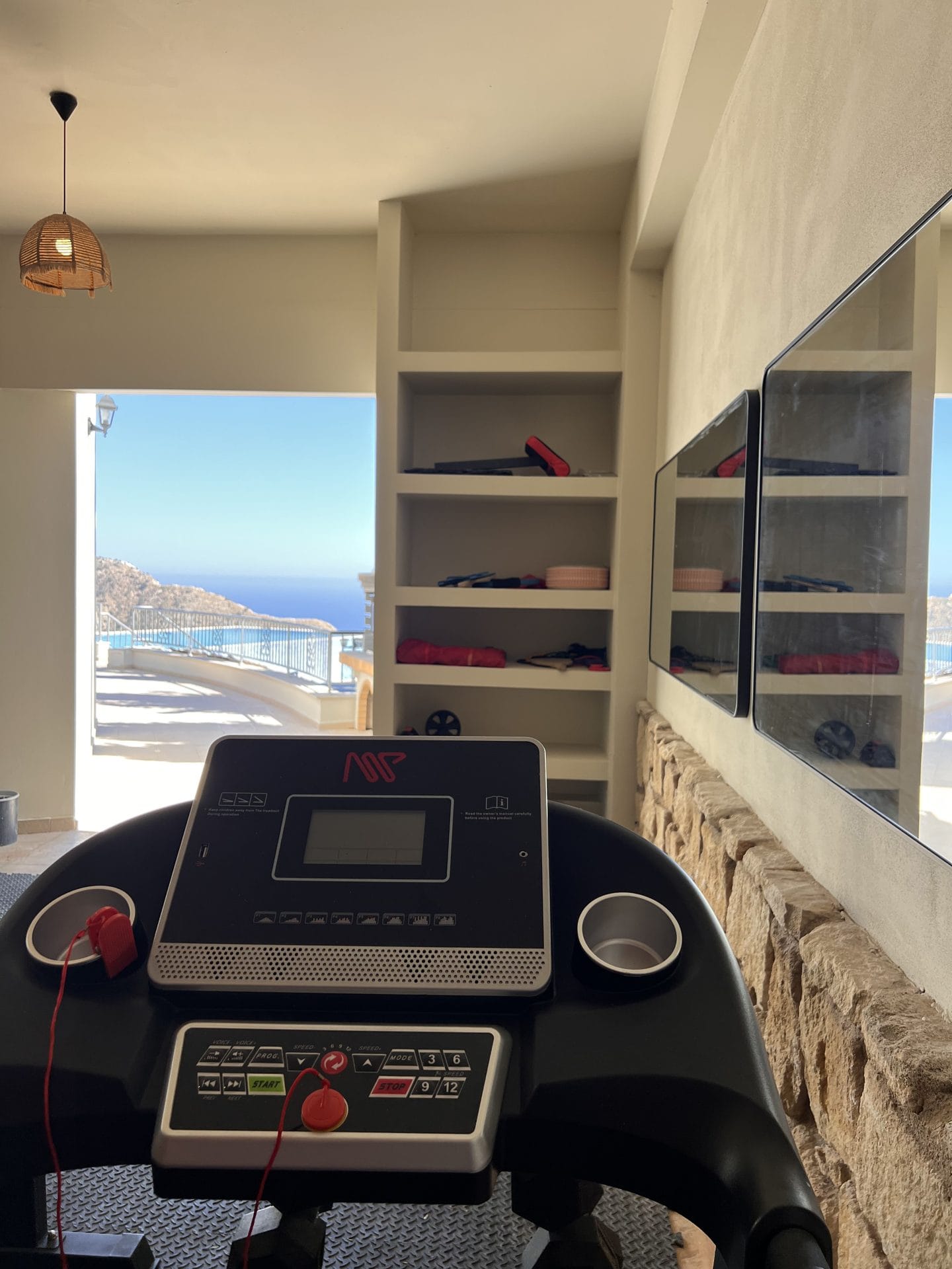 Villa Dior - 7 bedroom villa in Pissouri Bay, Limassol, Cyprus - garage gym with treadmill and sea view