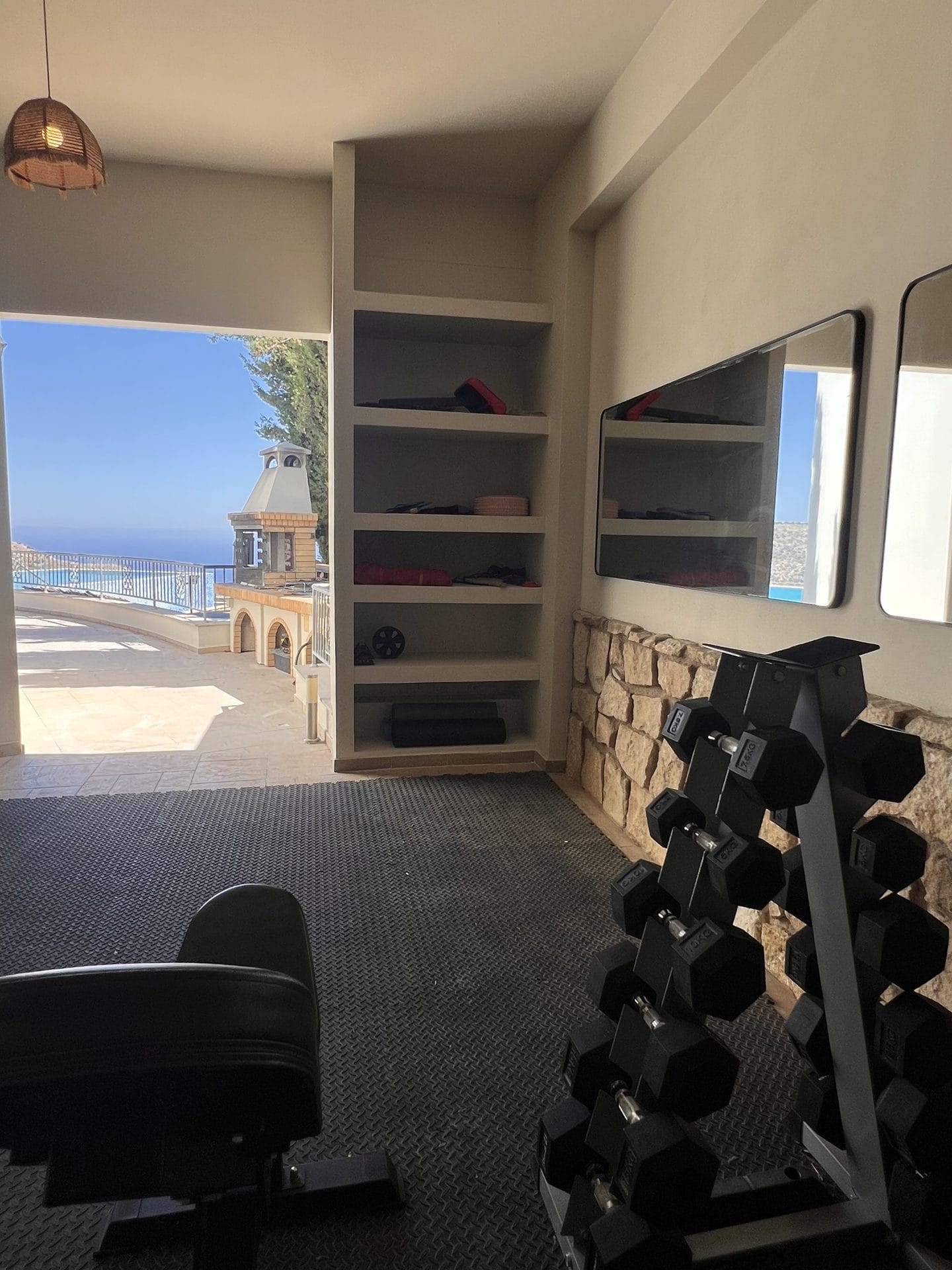 Villa Dior - 7 bedroom villa in Pissouri Bay, Limassol, Cyprus - garage gym free weights and equipment storage